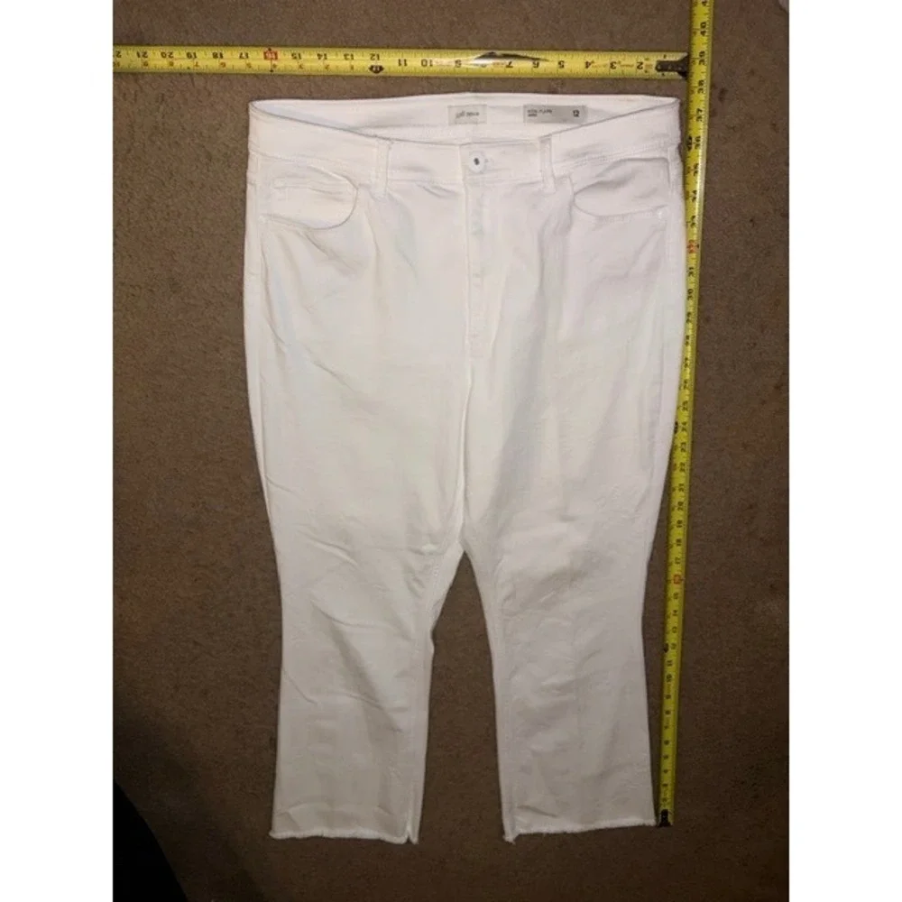 J. Jill Denim White Flare Ankle Jeans Raw Hem Womens 12 High Rise Stretch T01-31
